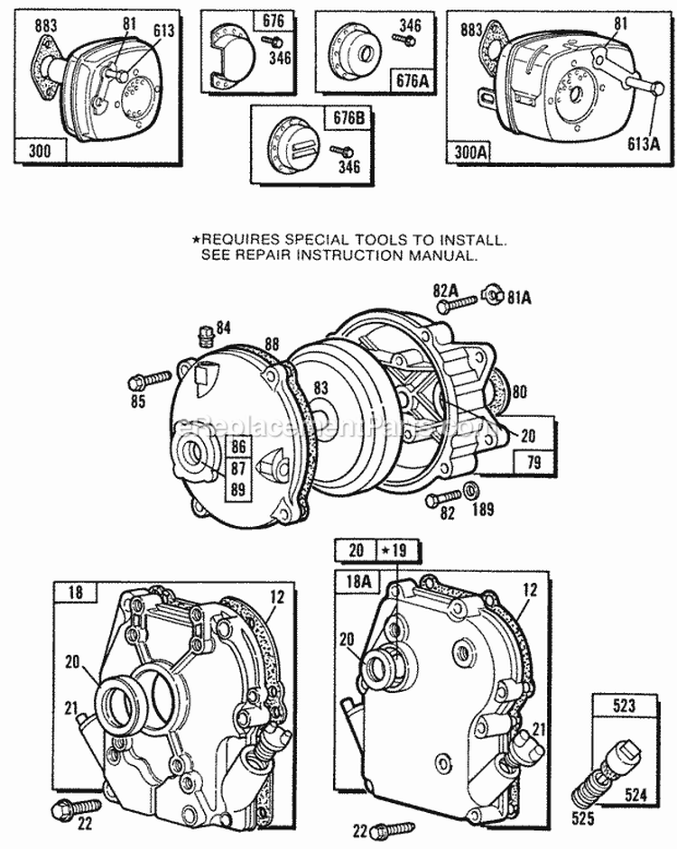 MufflersGear CaseCrankcase Diagram and Parts List for 131212-2124-01  Briggs and Stratton Engine